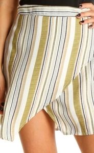 Sage the label White Striped Brunch Pleated Skirt Size Large NWTG